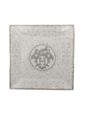 Hermes Tableware Petit Carre Mosaic 24 Square Plate Trays Dishes Silver